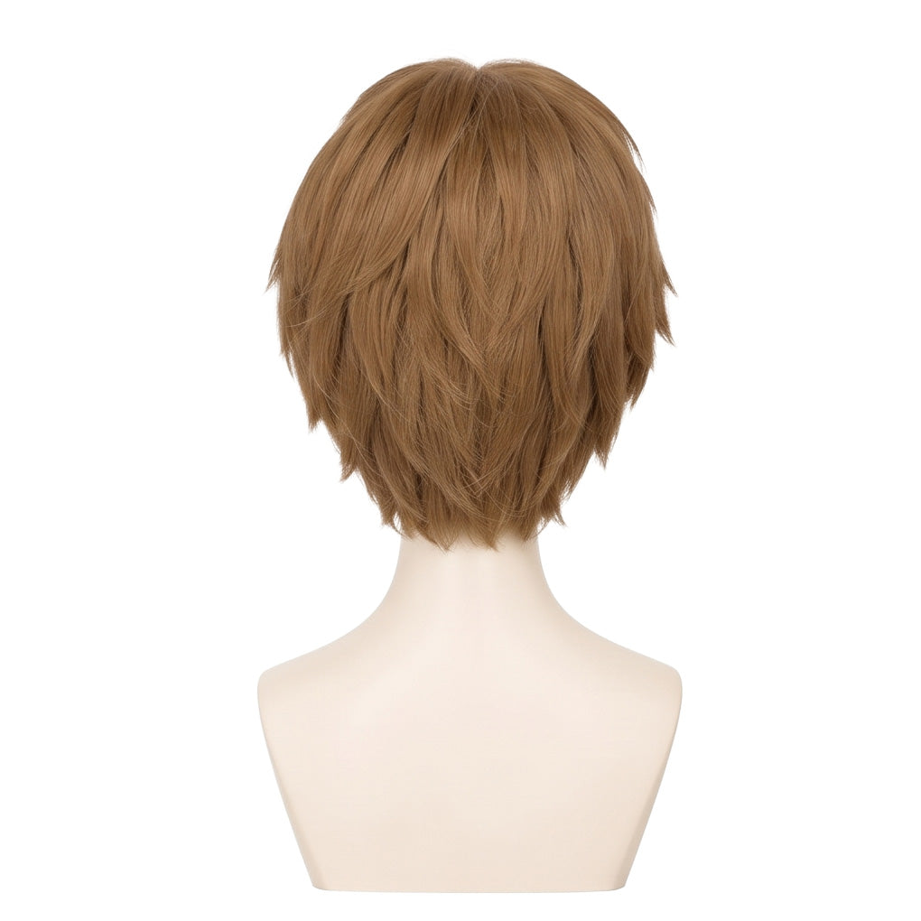 Back view of Shaggy Rogers cosplay wig showing the dusty brown hair