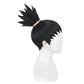 Side view of shoulder-length black Shikamaru wig