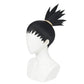 Shikamaru Nara wig fibers and spiky styling on a mannequin head with a white background