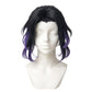 Black and purple anime cosplay wig inspired by Shinobu Kocho from Demon Slayer
