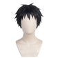 Black anime cosplay wig inspired by Shinra Kusakabe from Fire Force