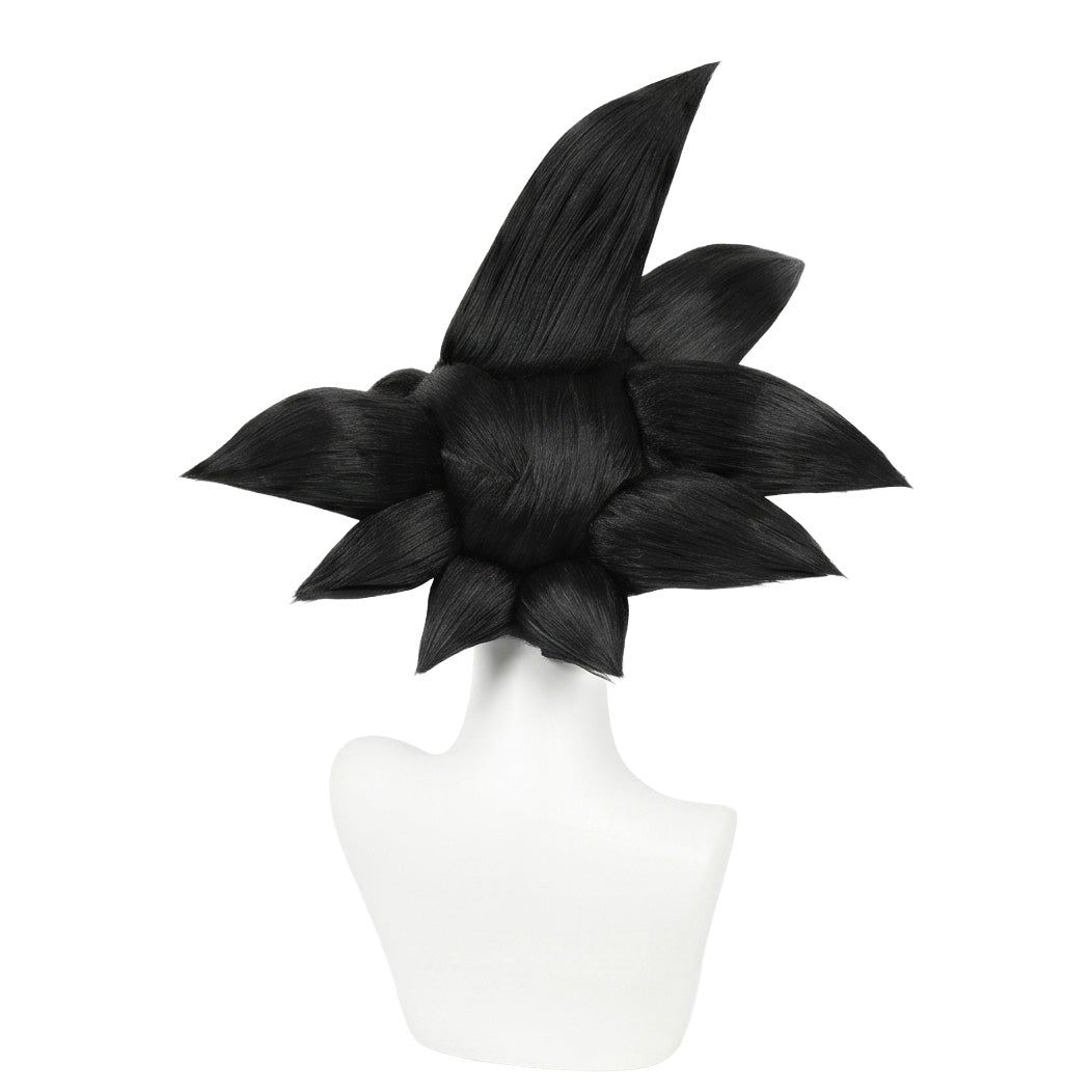 Back view of Son Goku cosplay wig showing black spiky volume – Dragon Ball Z anime wig