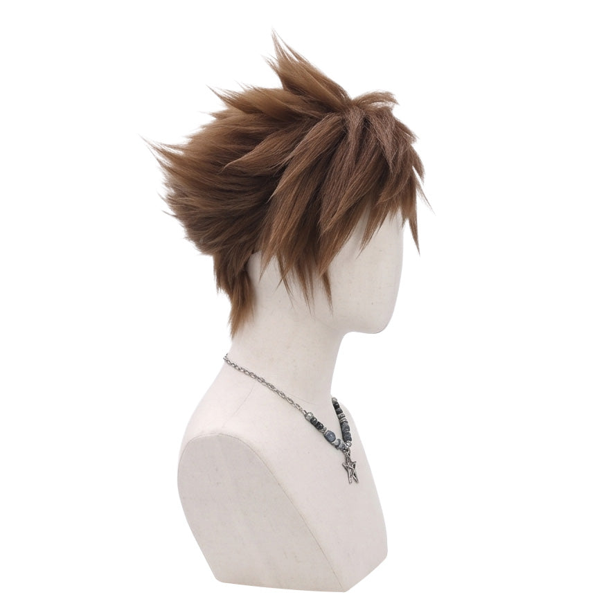 Side view of Kingdom Hearts Sora brown basic cosplay wig