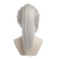 Back view of Subaru Hoshina waist-length silver cosplay wig