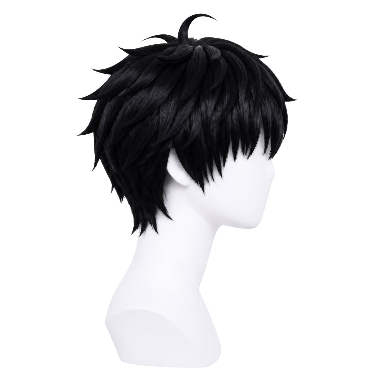 Side view showing layered, eye-framing strands of Sung Jinwoo wig