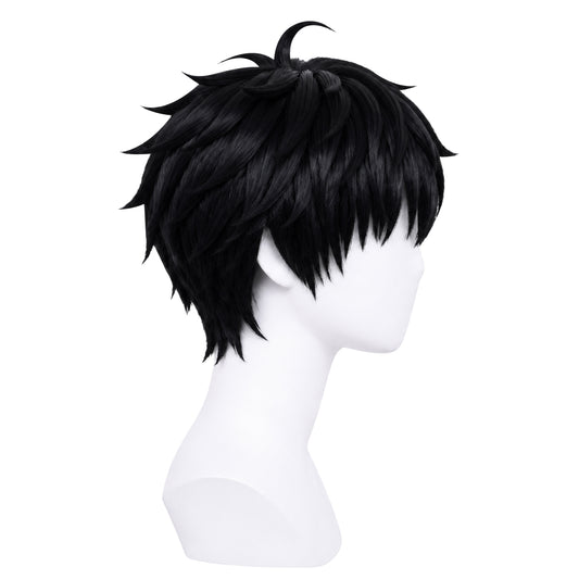 Side view showing layered, eye-framing strands of Sung Jinwoo wig