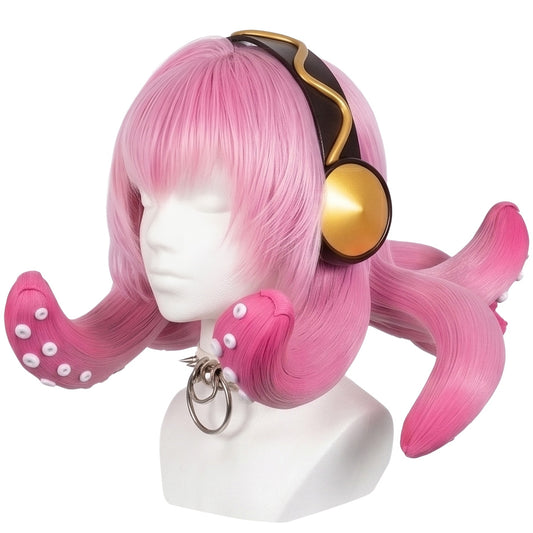 Tako Luka wig displayed on mannequin with whimsical VOCALOID design