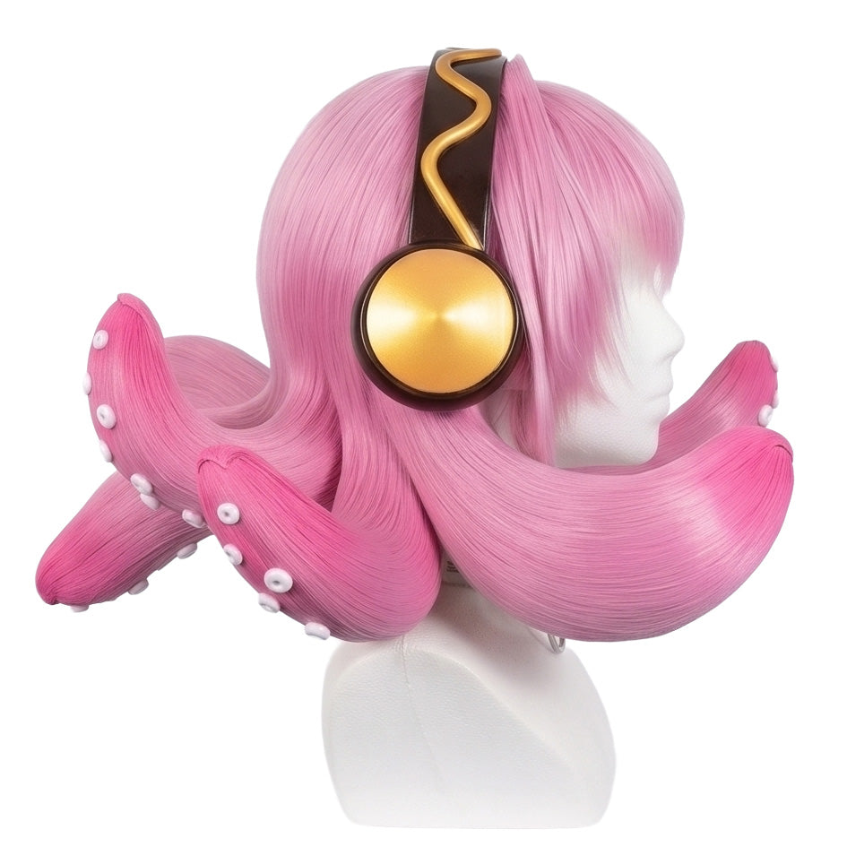 Side view of VOCALOID Tako Luka wig showing curled tentacle strands