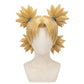 Front view of Temari Nara cosplay wig with four consecutive blonde pigtails