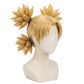 Temari wig fibers and structured blonde pigtails