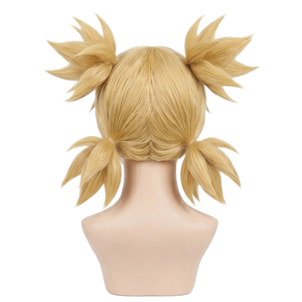 Back view of blonde Temari wig with unstyled fibers