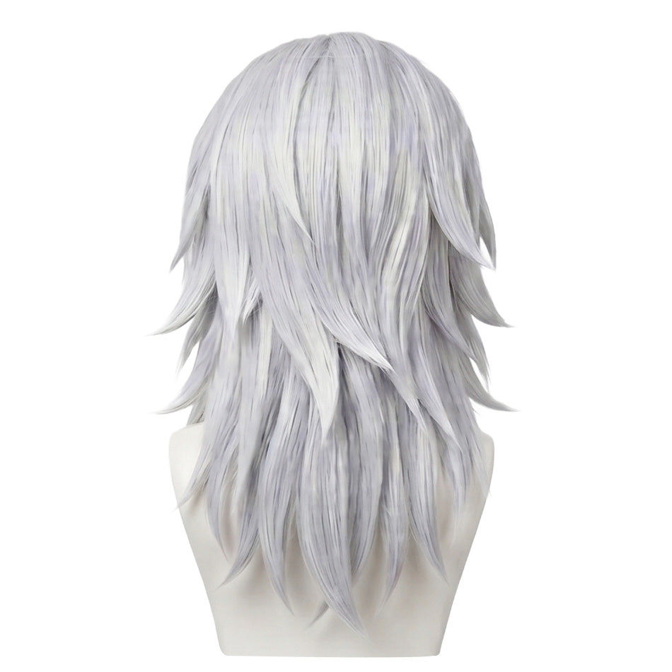 Back view of Demon Slayer Tengen Uzui wig with flowing white strands