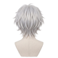 Back view of Toshiro Kamiya cosplay wig with unstyled neck-length fibers