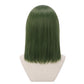 Back view of Akira Toya cosplay wig showing the smooth jungle green rounded haircut, even layered shape, and polished okappa hairstyle design