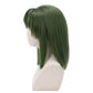 Left side view of Akira Toya wig showing jungle green okappa hairstyle, rounded side layers, smooth hair texture, and professionally styled Hikaru no Go cosplay details