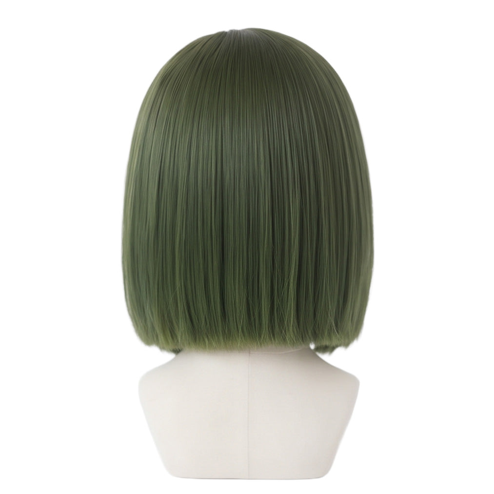 Back view of Touya Akira jungle green cosplay wig