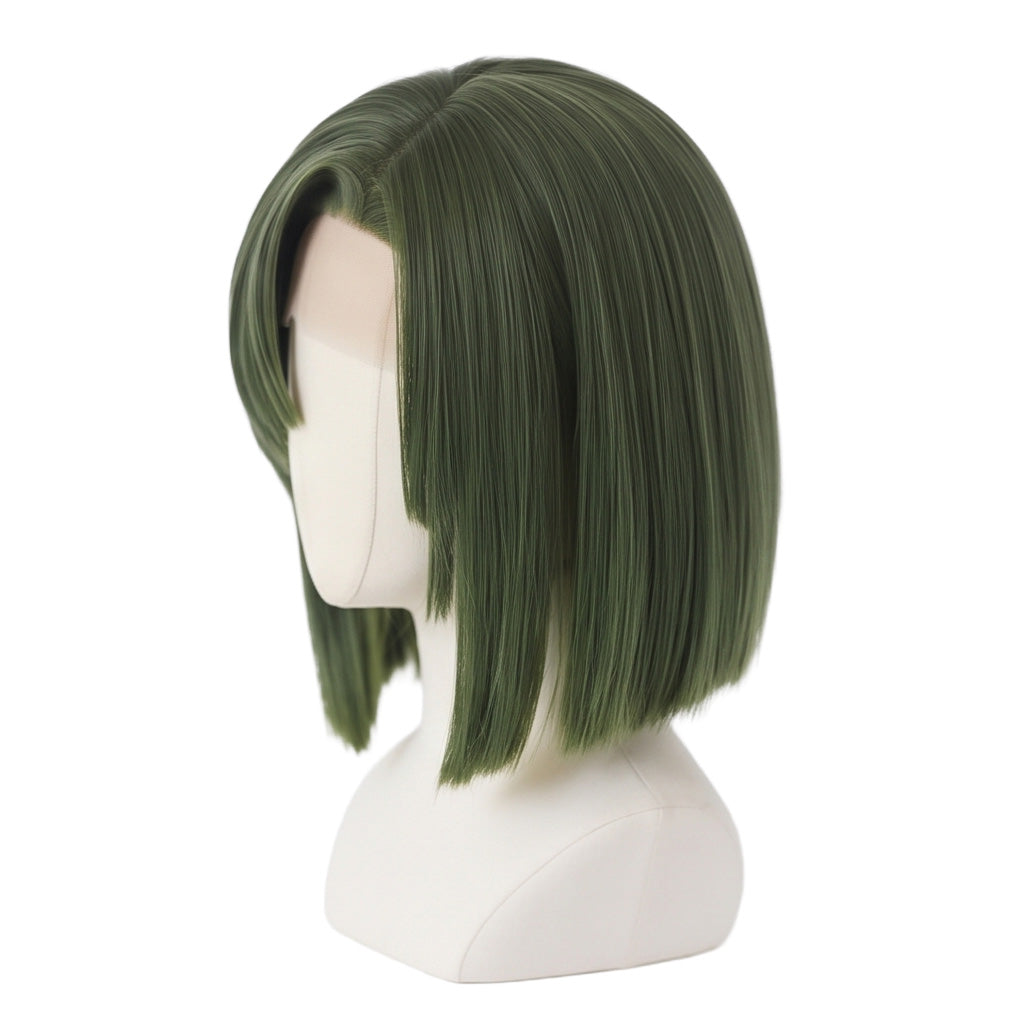 Left side view of Hikaru no Go Touya Akira jungle green cosplay wig
