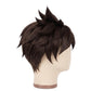 Side view of Overwatch Tracer orange brown basic cosplay wig