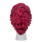 Back view of Trish Una cosplay wig showing burgundy-pink layered hair, the structured rose-shaped crown, textured sides, and professionally styled anime silhouette