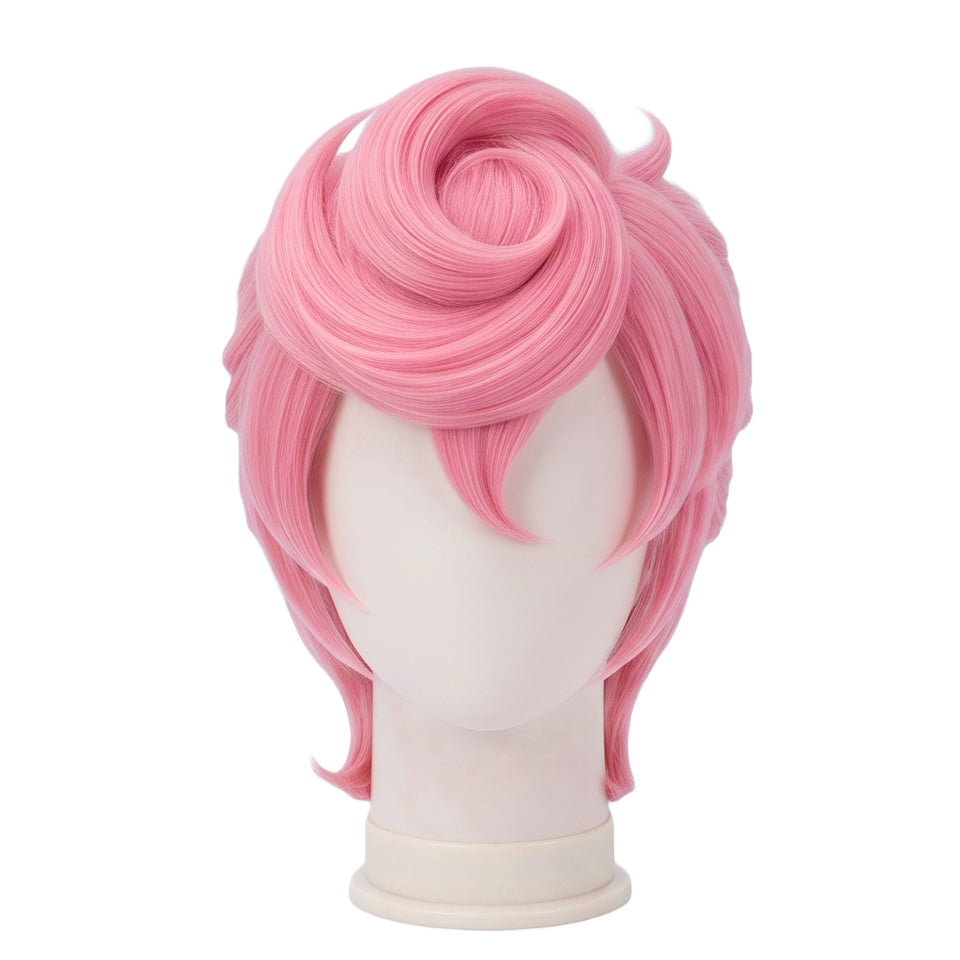 Front view of Trish Una cosplay wig before trimming and styling