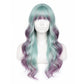 Front view of Twyla cosplay wig showing layered purple and teal colors