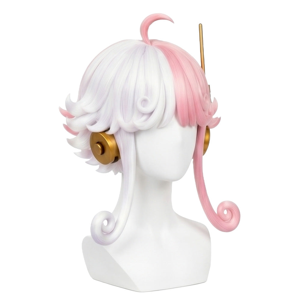 Vegapunk Atlas wig featuring white and pink heat-resistant fibers