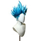 Side view of Vegeta Super Saiyan Blue cosplay wig – blue spiky hair, anime-accurate styling