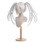 White Queen cosplay wig displayed on mannequin with long twin tail styling