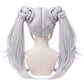Back view of long White Queen cosplay wig with unstyled fibers