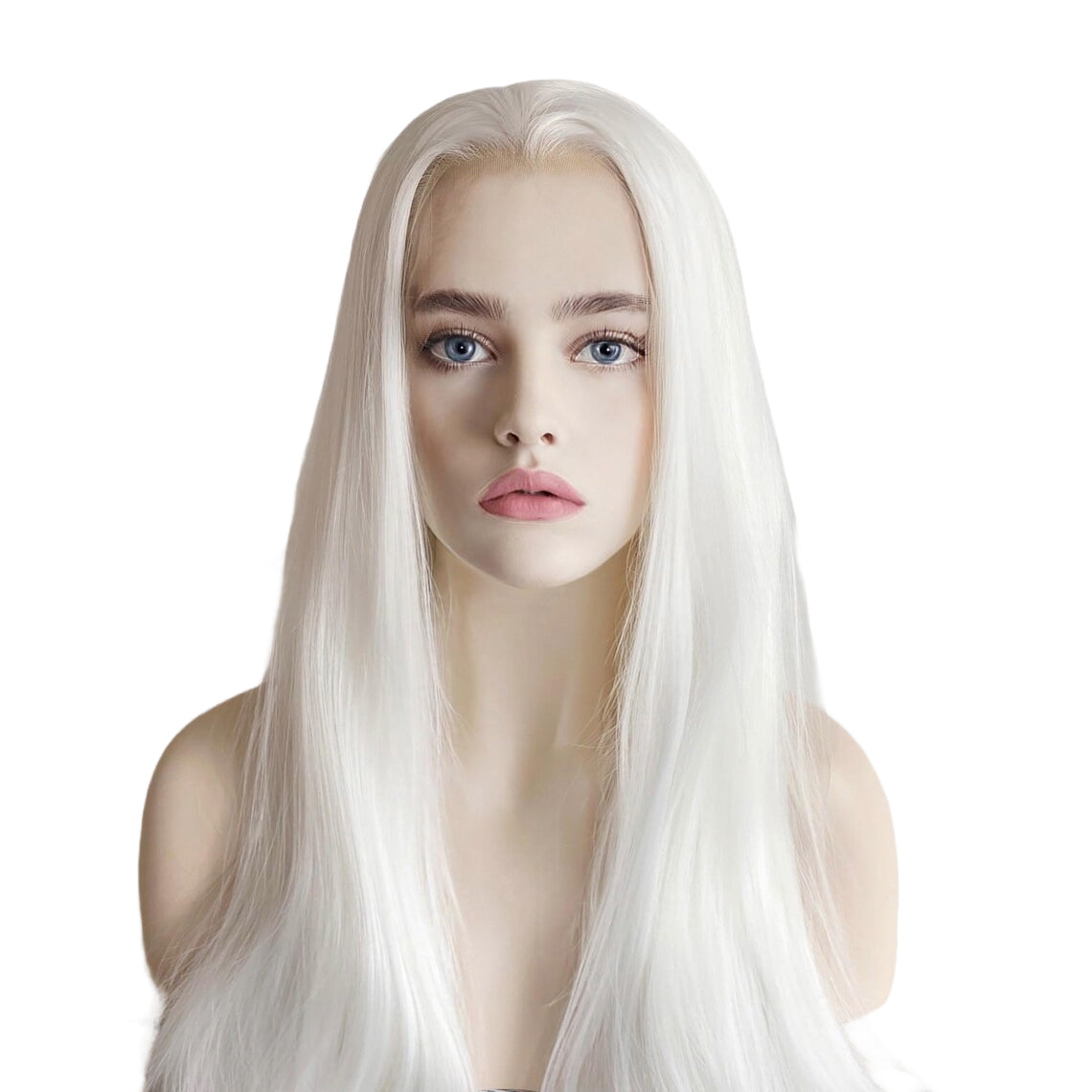 White lace front wig