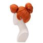 Side view of Wilma Flintstone cosplay wig showing curved hairstyle