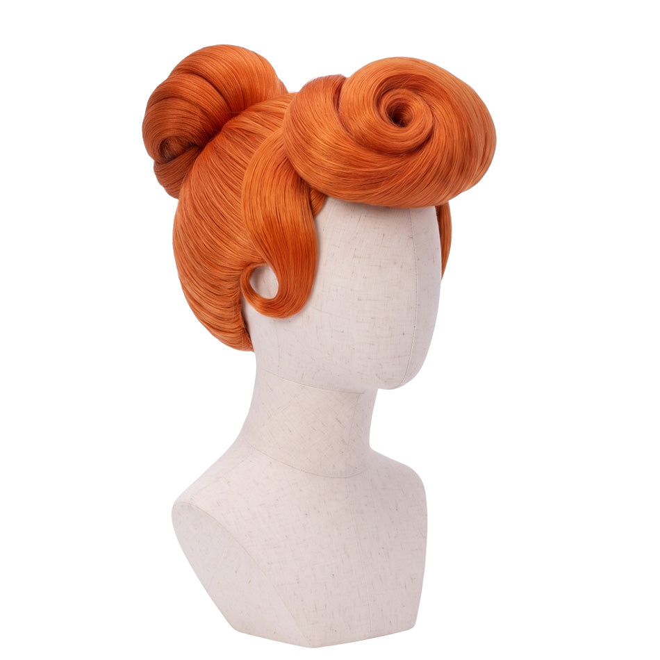 Wilma Flintstone wig displayed on mannequin with cartoon-accurate styling