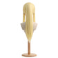 Back view of Winry Rockbell cosplay wig with extra-long blonde fibers for ponytail styling