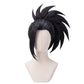 Front view of Momo Yaoyorozu cosplay wig with long black ponytail hair
