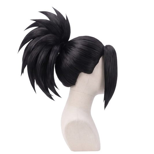 Side view of Momo Yaoyorozu wig showing face-framing hair strand
