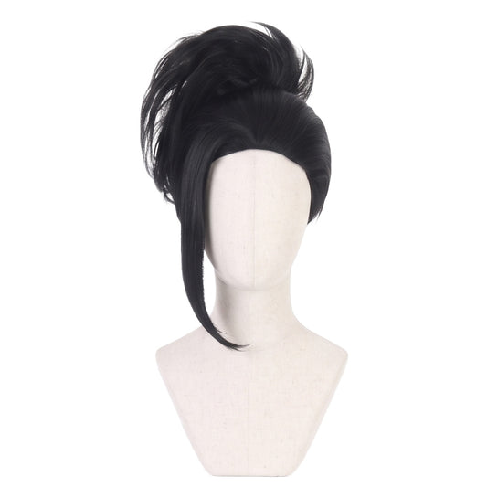 Front view of Momo Yaoyorozu cosplay wig before trimming and styling
