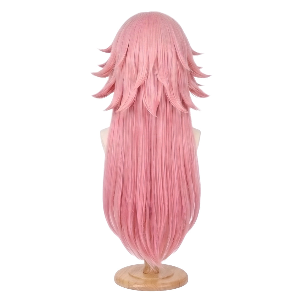 Back view of Yae Sakura cosplay wig with unstyled long fibers