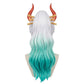 Back view of One Piece Yamato cosplay wig with long unstyled fibers