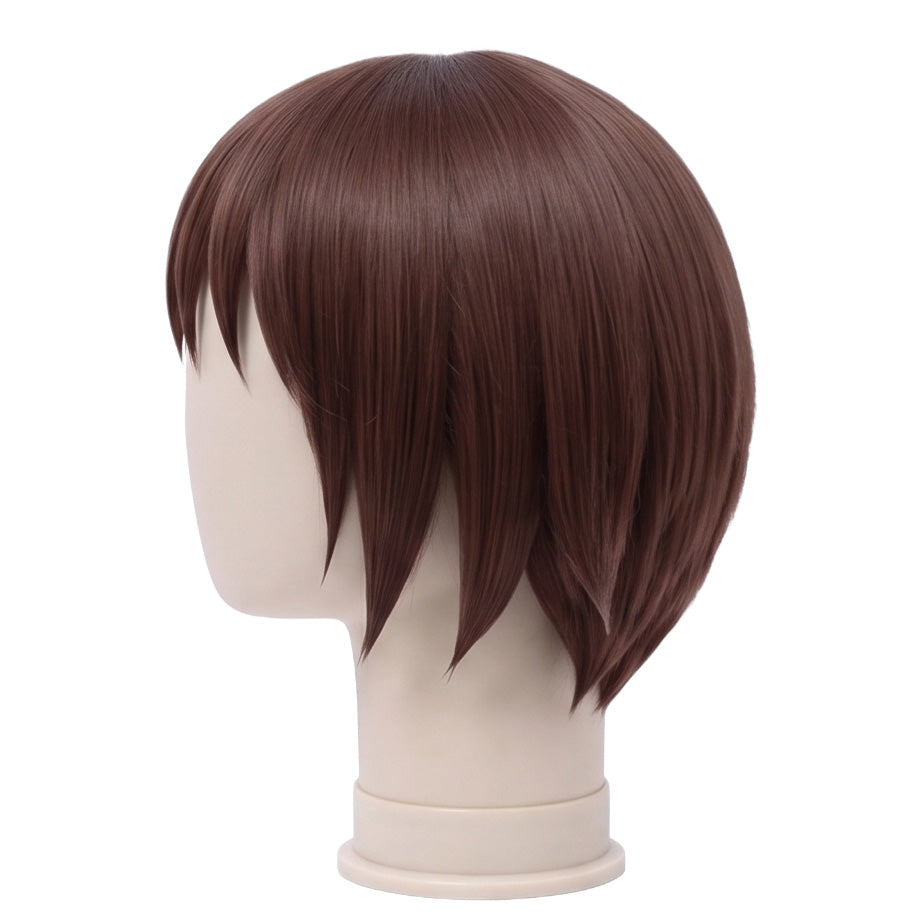 Side view of Kill Me Baby Yasuna Oribe short brown basic cosplay wig