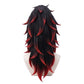 Back view of long black Yoriichi Kokushibo cosplay wig with unstyled fibers