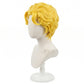 Yoshikage Kira blonde wig on a white mannequin head against a white background
