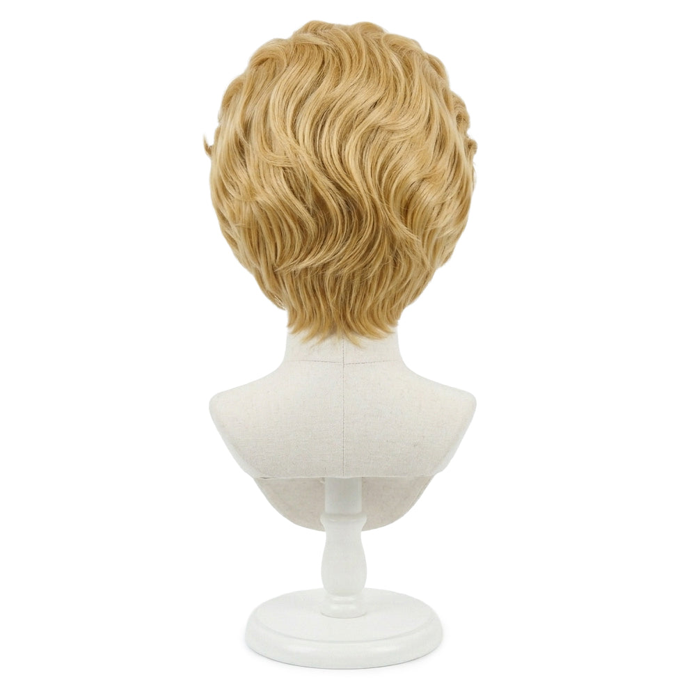 Back view of Yoshikage Kira wig showing natural layering and volume