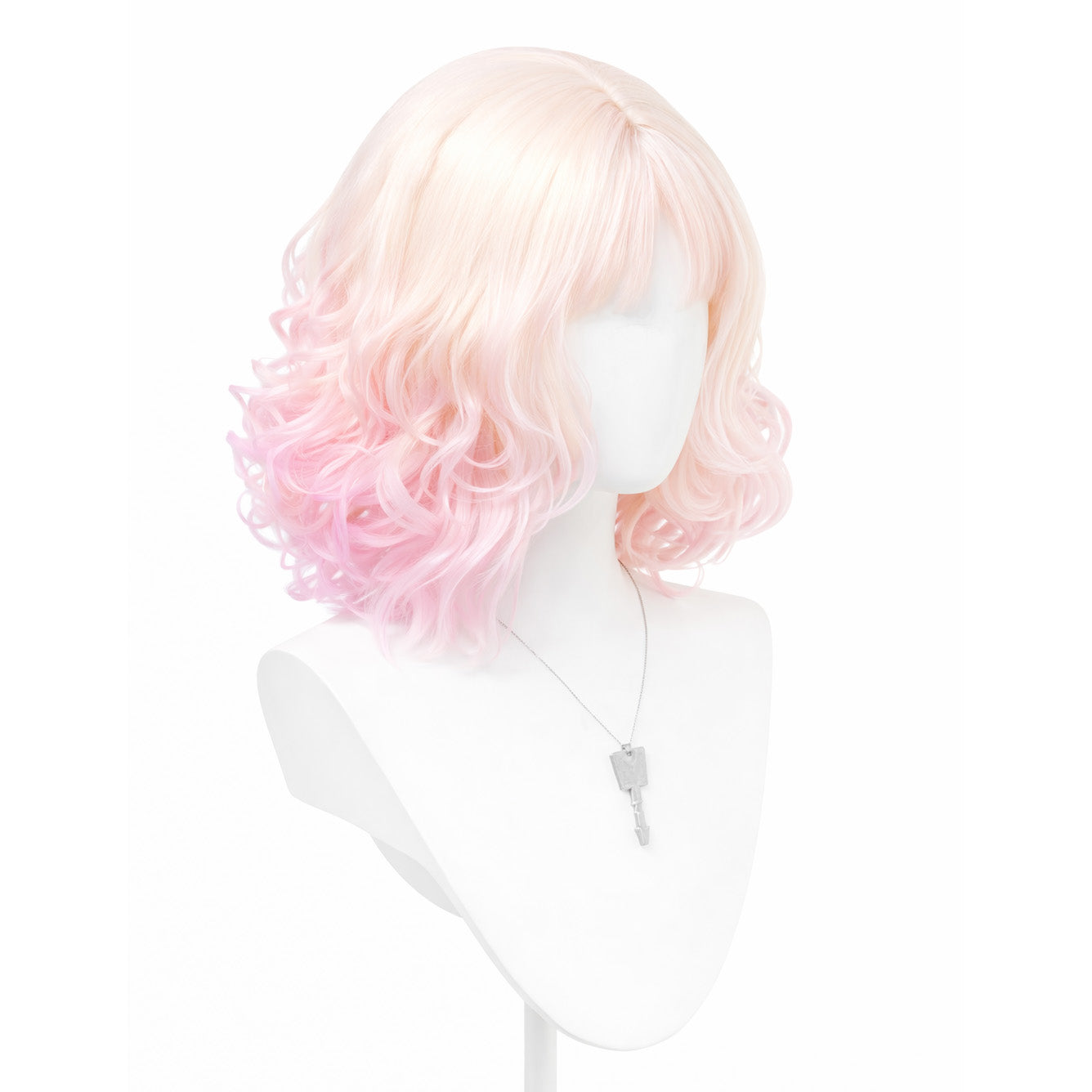 Yui Komori cosplay wig displayed on mannequin for anime accuracy