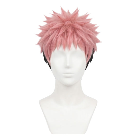 Pink and black anime cosplay wig inspired by Yuji Itadori
