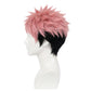 Side view of Yuji Itadori basic cosplay wig with pink and black synthetic fibers
