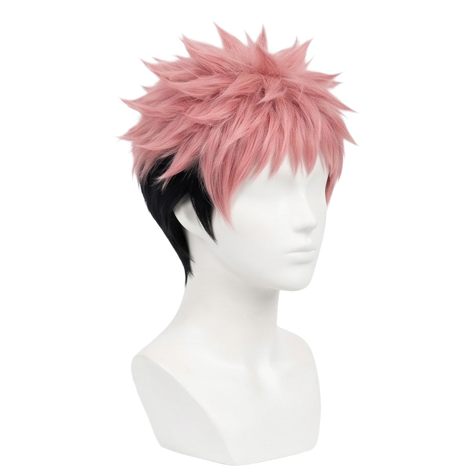 Premium heat-resistant fibers on Yuji Itadori cosplay wig