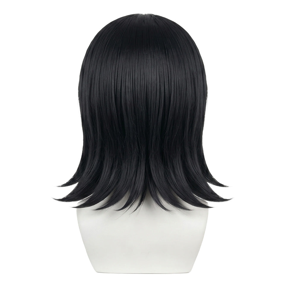Back view of Yuka Okkotsu basic cosplay wig with flowing black hair