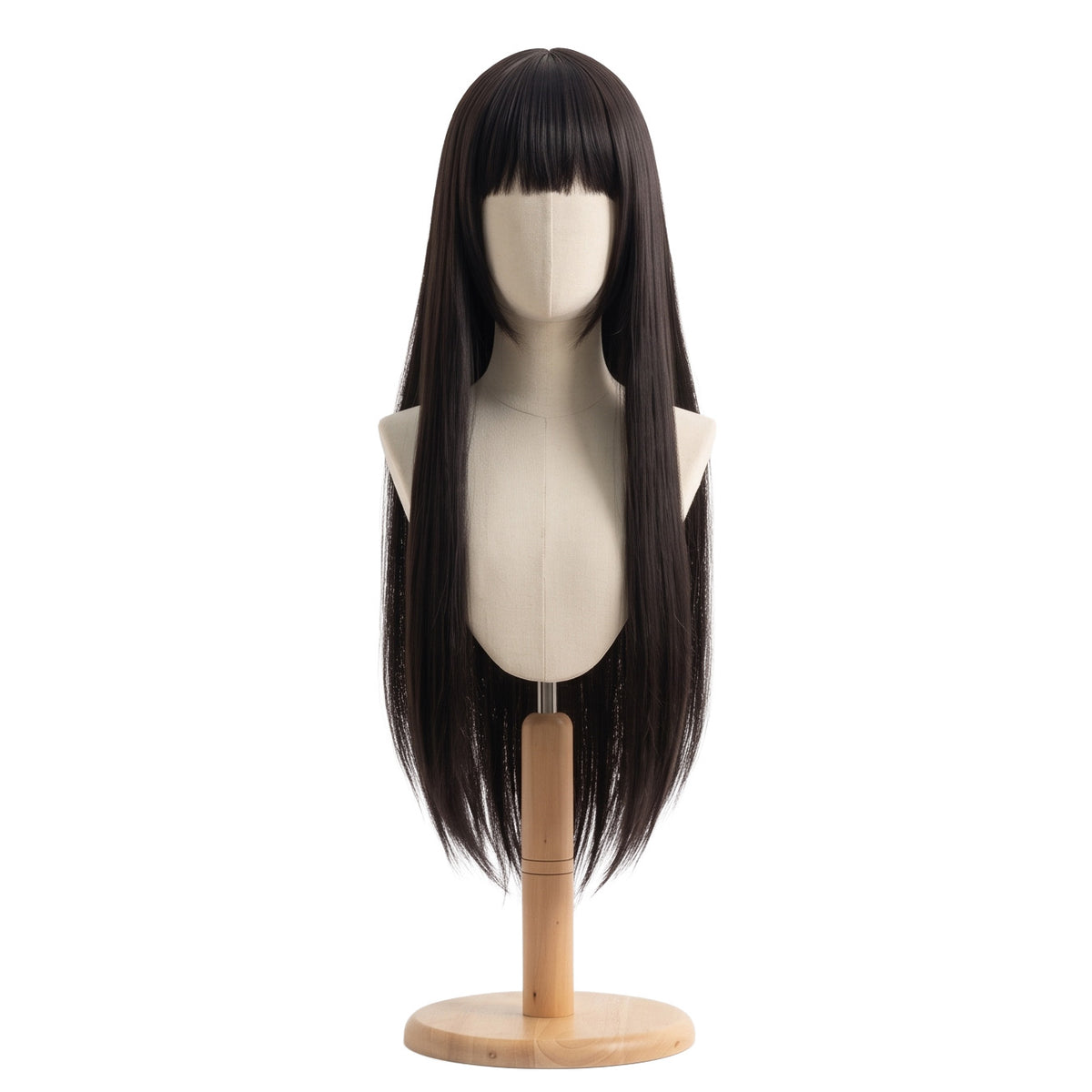 Front view of Yumeko Jabami cosplay wig with long thick black hair