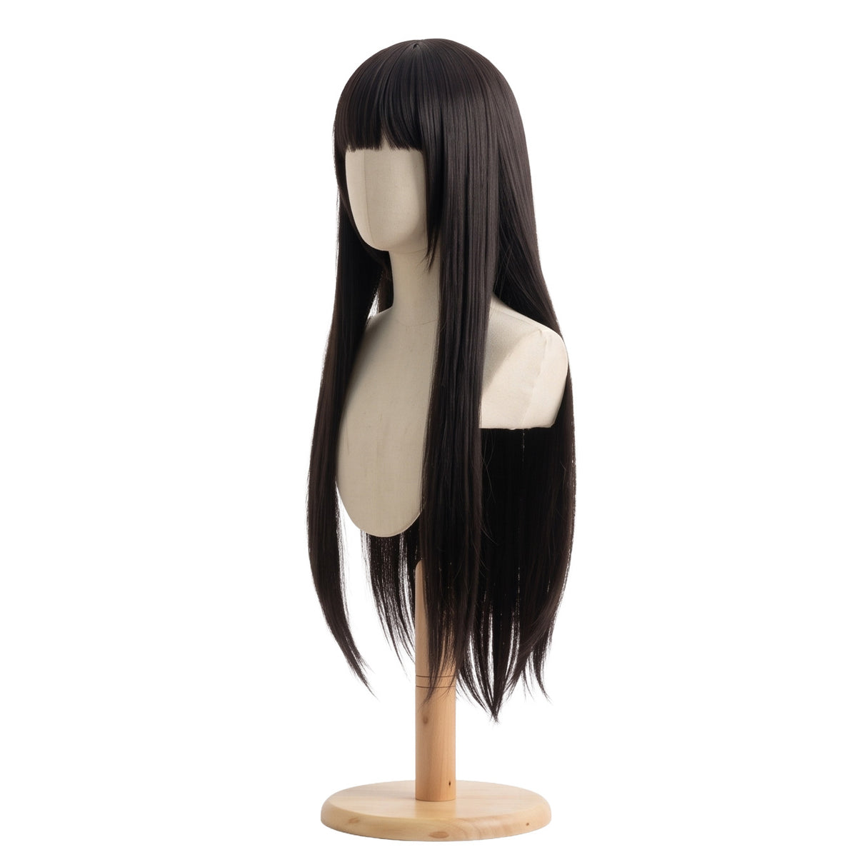 Three-quarter view of Yumeko Jabami black hime-cut cosplay wig