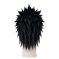 Back view of short spiky Zack Fair cosplay wig with unstyled fibers